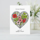 bloem wenskaart met liefde kaart (Staand voorkant)