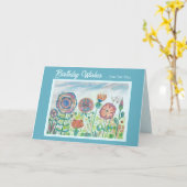 Bloem Whimsy Kleurrijke Verjaardag Kaart (Gele Bloem)