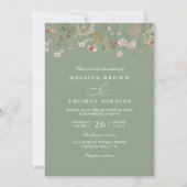 Bloem Wilde Bloem Rustieke Elegante QR Code Bruilo Kaart (Voorkant)