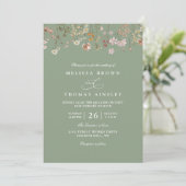 Bloem Wilde Bloem Rustieke Elegante QR Code Bruilo Kaart (Staand voorkant)