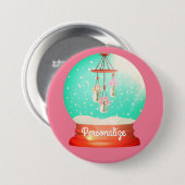 Bloem windklok sneeuwbol cute bloem winter ronde button 7,6 cm (Voorkant /achterkant)