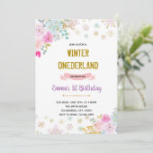 Bloem winter onederland uitnodiging (Staand voorkant)