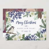 Bloem & Wintervogel | Foto Kerstkaart (Voorkant / Achterkant)