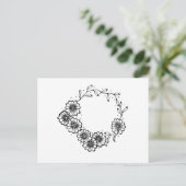 Bloem, wit en zwart briefkaart (Staand voorkant)