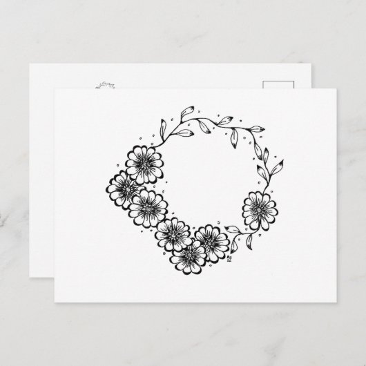 Bloem, wit en zwart briefkaart (Voorkant / Achterkant)