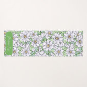 bloem Wit Floral Groene bladeren Yogamat (Voorkant (horizontaal))