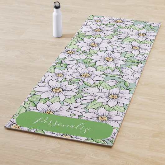 bloem Wit Floral Groene bladeren Yogamat (In situ)