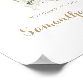 Bloem Wit Hydrangea Crest Monogram Welkom Bord Poster (Hoek)