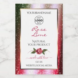 Bloem Wit Productlabel Groen Roze Glitter Logo Voedselcontainer Etiket