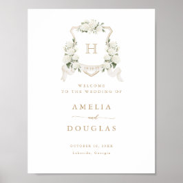 Bloem Witte Hortensia Kam Monogram Welkom Bord Poster