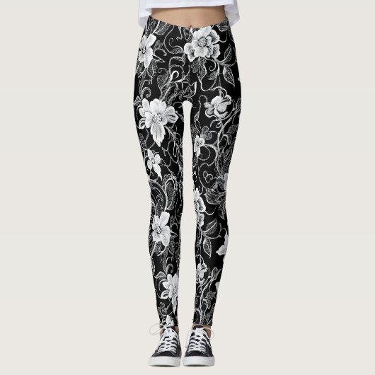 Bloem Witte Kant Leggings (Voorkant)
