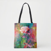 bloem- Witte Roos Tote Bag (Voorkant)
