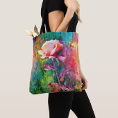  bloem- Witte Roos Tote Bag (Dichtbij)