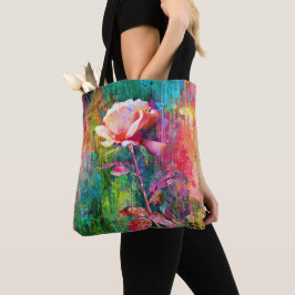 bloem- Witte Roos Tote Bag