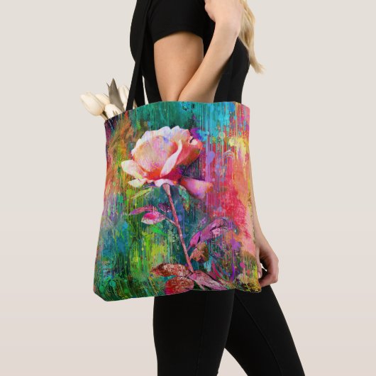 bloem- Witte Roos Tote Bag (Dichtbij)