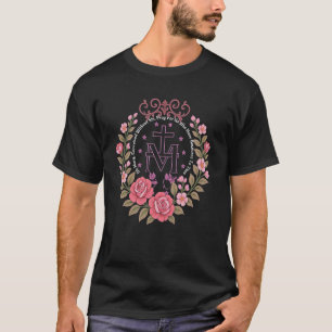 Bloem Wonderbaarlijk Medaille Maria Katholieke Dev T-shirt