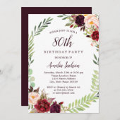 Bloem Wreath Burgundy 80th Birthday Kaart