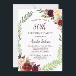 Bloem Wreath Burgundy 80th Birthday Kaart<br><div class="desc">griepvaccinaties in de Little Bayleigh Store.</div>
