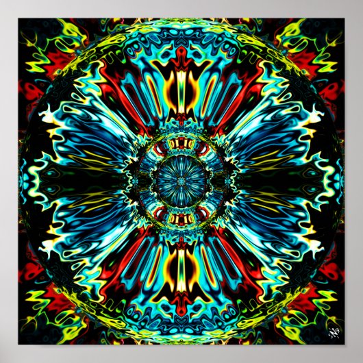 Bloem X v2 - kleurrijke patronen pareidolia Poster (Voorkant)