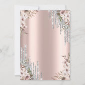 Bloem Zilver Glitter Druppels Roze Goud 60ste Kaart (Achterkant)