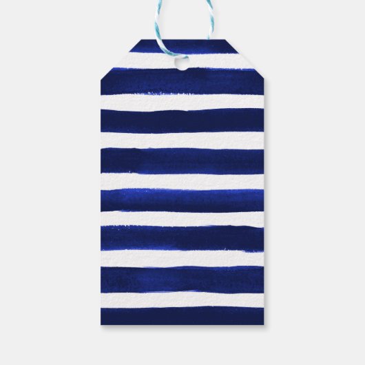 Bloem Zilver Marine Strepen Bruidsfeest Dank je we Cadeaulabel (Achterkant)