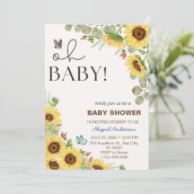 Bloem Zon Bloemige Meisjes Baby Shower Uitnodiging
