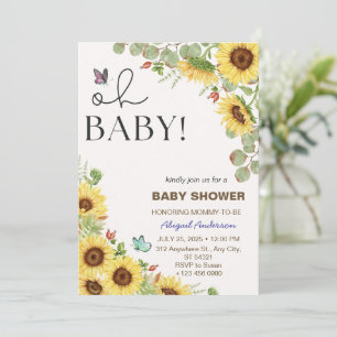 Bloem Zon Bloemige Meisjes Baby Shower Uitnodiging