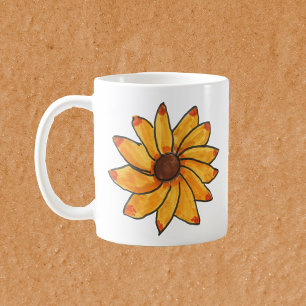 Bloem Zonnebloem Geel Hand getrokken Koffiemok