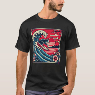 Bloem Zonsondergang Japanse Golf Kunst Surfen Huis T-shirt