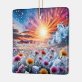 Bloem Zonsondergang Keramisch Ornament (Links)
