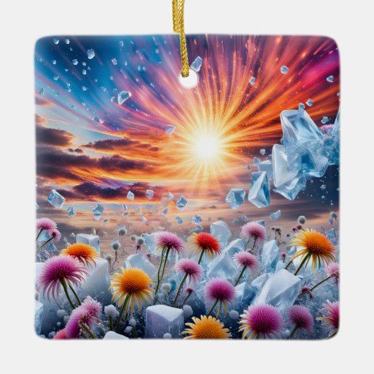 Bloem Zonsondergang Keramisch Ornament (Voorkant)