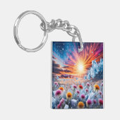 Bloem Zonsondergang Sleutelhanger (Voorkant Links)
