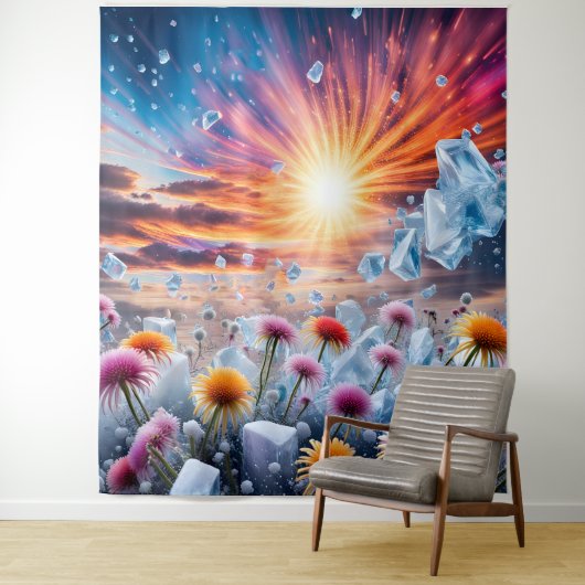 Bloem Zonsondergang Wandkleed (In situ)