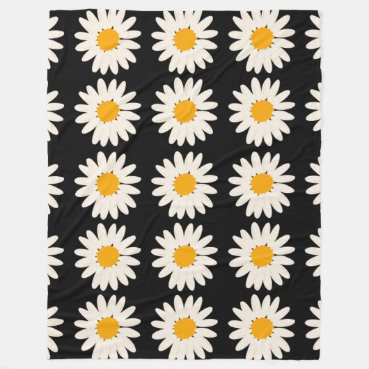 Bloem Zwart 60x80 Fleece Deken (Voorkant)