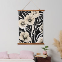 Bloem Zwart en Beige Art