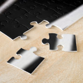 Bloem Zwart en Beige Art Legpuzzel (Zijkant)