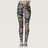 Bloem Zwart Paisley Leggings (Voorkant)