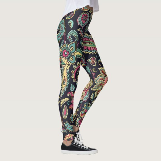 Bloem Zwart Paisley Leggings (Rechts)