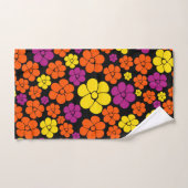 Bloem - zwart, roze, Oranje en geel Bad Handdoek (Handdoek)