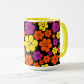 Bloem - zwart, roze, Oranje en geel Mok (Voorkant rechts)