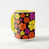 Bloem - zwart, roze, Oranje en geel Mok (Voorkant links)