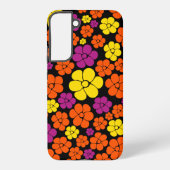 Bloem - zwart, roze, Oranje en geel Samsung Galaxy Hoesje (Achterkant)