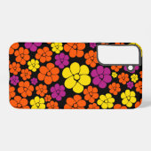 Bloem - zwart, roze, Oranje en geel Samsung Galaxy Hoesje (Achterkant horizontaal)