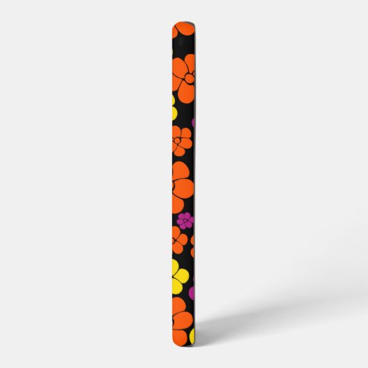 Bloem - zwart, roze, Oranje en geel Samsung Galaxy Hoesje (Linkerkant)