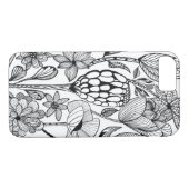 Bloem, zwart-wit lijnkunst Case-Mate iPhone case (Achterkant (Horizontaal))