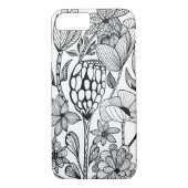 Bloem, zwart-wit lijnkunst Case-Mate iPhone case (Achterkant)