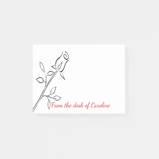 Bloem Zwarte & Witte Roos Bloem - Liefde Post-it® Notes (Voorkant)