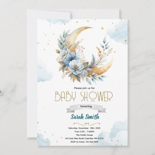 Bloemaan uitnodiging voor babyshower (Voorkant)