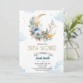 Bloemaan uitnodiging voor babyshower (Staand voorkant)