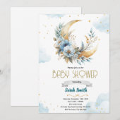 Bloemaan uitnodiging voor babyshower (Voorkant / Achterkant)